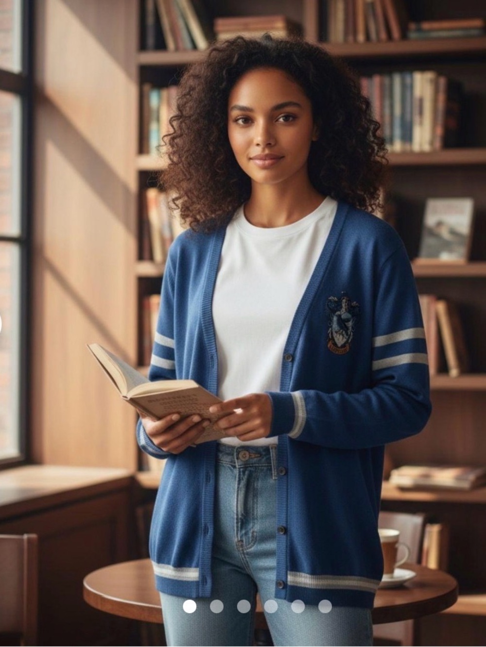 Warner Bros. Blue Harry Potter Ravenclaw Crest Cardigan Sweater, Size XL